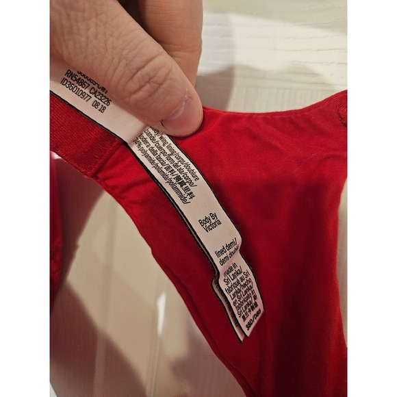 Victoria's Secret Body By Victoria Lined Demi Bra Red Lace Logo Straps 38D - Picture 5 of 7